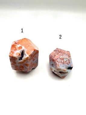 Set of 2 Cotton Candy Agate Crystal Druzy Freeform Carvings